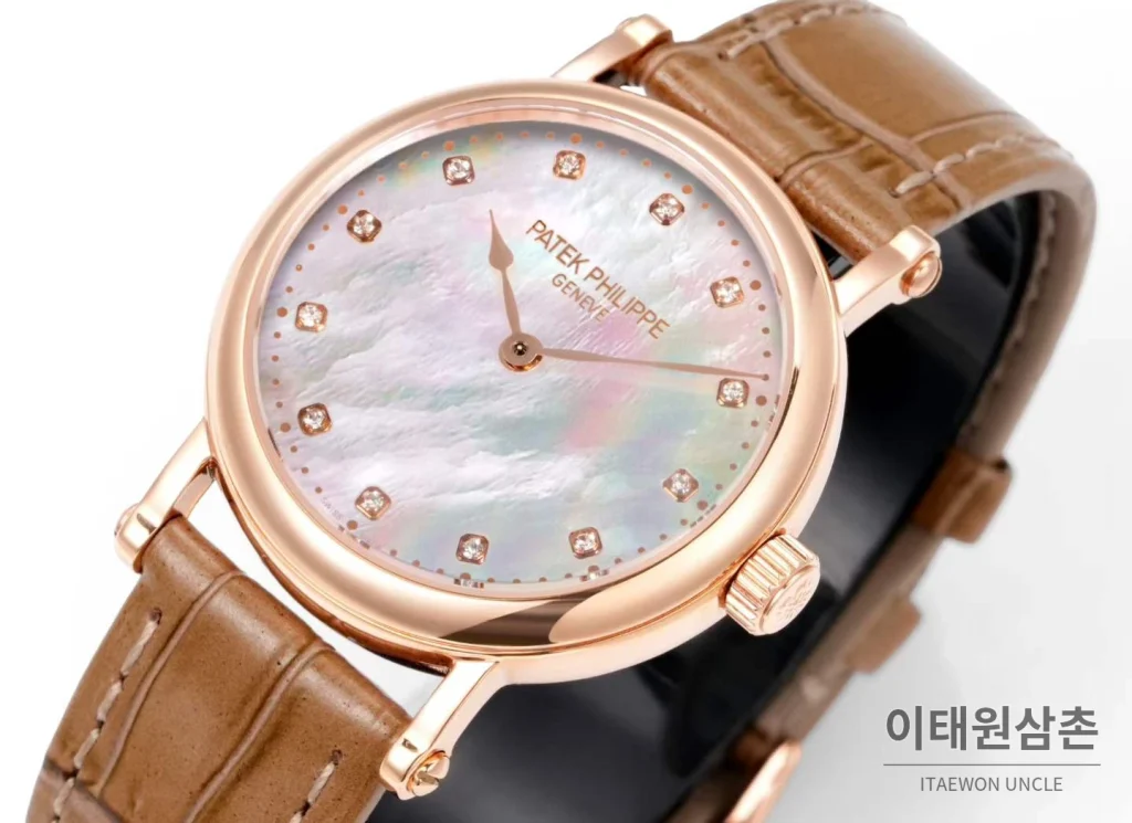 파텍필립 칼라트라바 로즈골드 자개다이얼 다이아몬드 오토매틱 34.6mm
