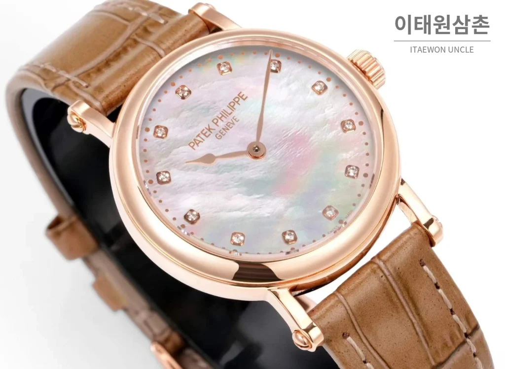 파텍필립 칼라트라바 로즈골드 자개다이얼 다이아몬드 오토매틱 34.6mm