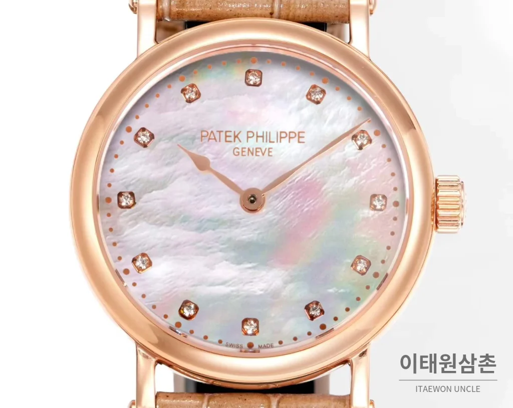 파텍필립 칼라트라바 로즈골드 자개다이얼 다이아몬드 오토매틱 34.6mm