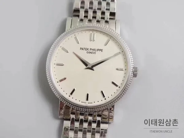 파텍필립 칼라트라바 화이트다이얼 로만인덱스 울트라씬 오토매틱 38mm (3) 파텍필립 칼라트라바 화이트다이얼 로만인덱스 울트라씬 오토매틱 38mm 스틸 브레이슬릿
