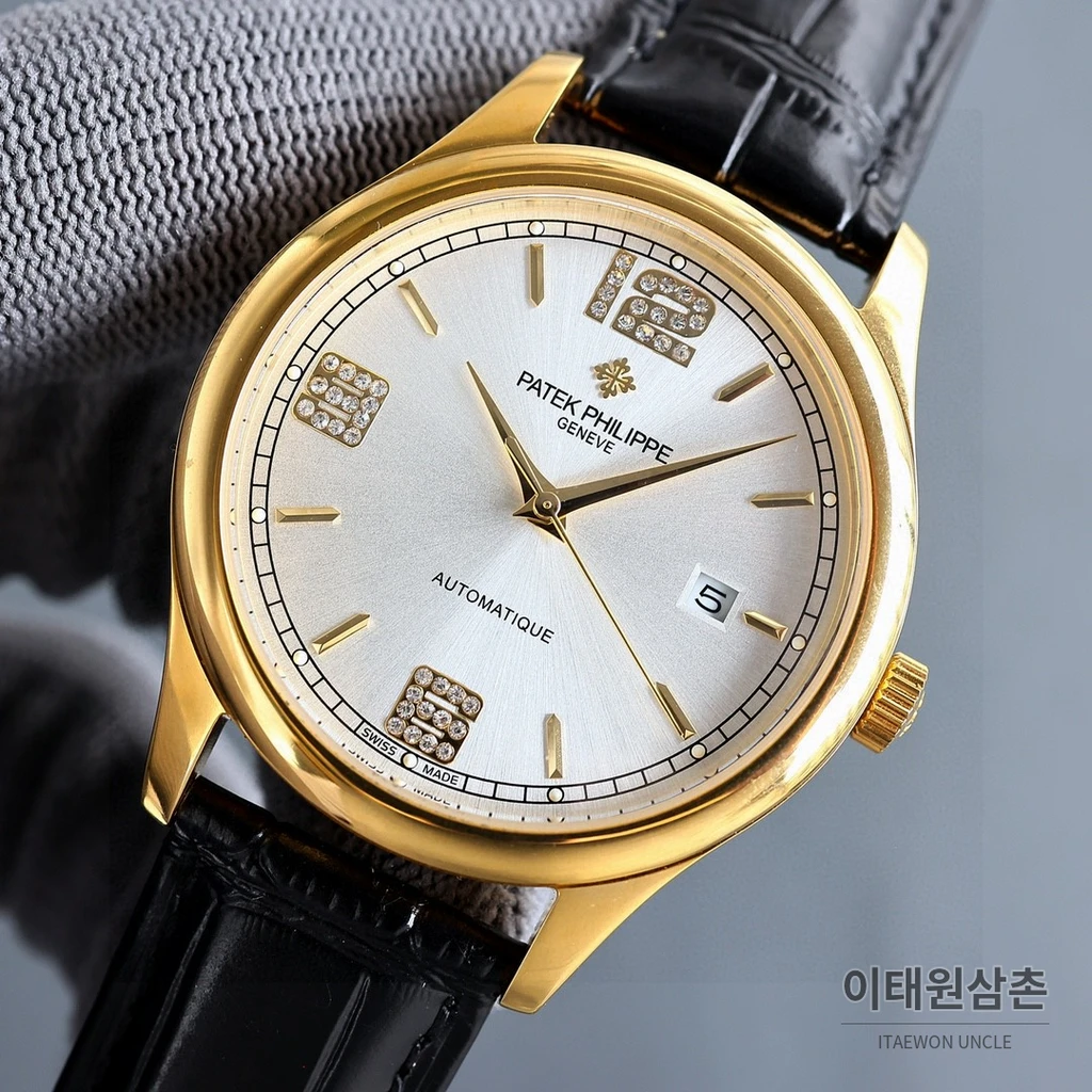 파텍필립 클래식 아라비아 인덱스 오토매틱 골드베젤 블랙 워치 40mm