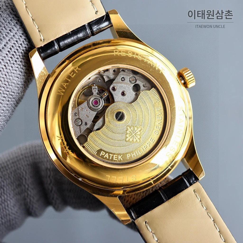파텍필립 클래식 아라비아 인덱스 오토매틱 골드베젤 블랙 워치 40mm
