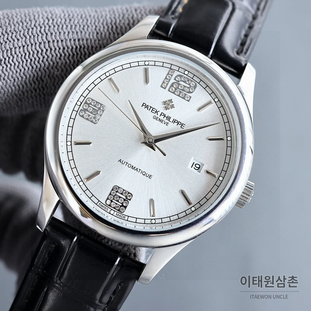 파텍필립 클래식 아라비아 인덱스 오토매틱 실버베젤 블랙 워치 40mm