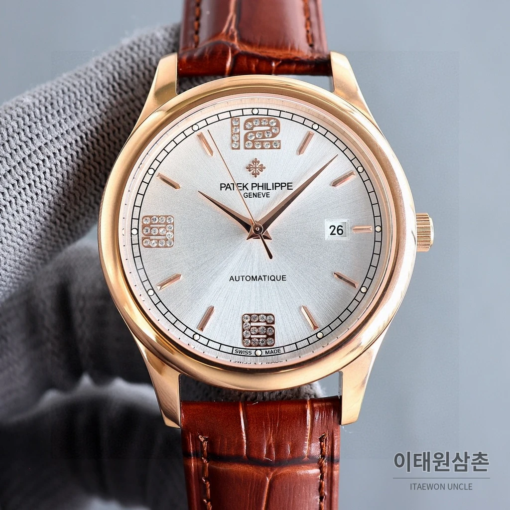 파텍필립 클래식 아라비아 인덱스 오토매틱 실버베젤 블랙 워치 40mm