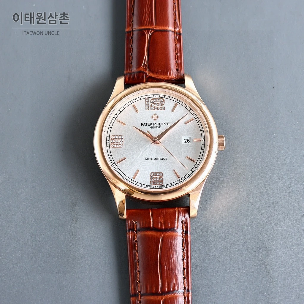 파텍필립 클래식 아라비아 인덱스 오토매틱 실버베젤 블랙 워치 40mm