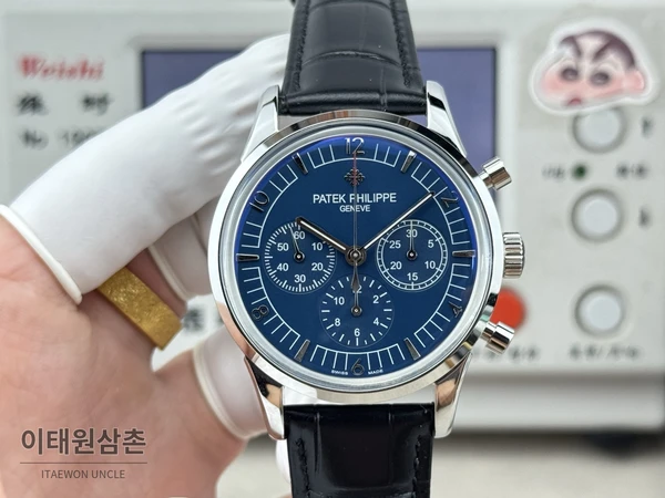 파텍필립 컴플리케이션 316L 스틸 블루다이얼 크로노그래프 오토매틱 41mm