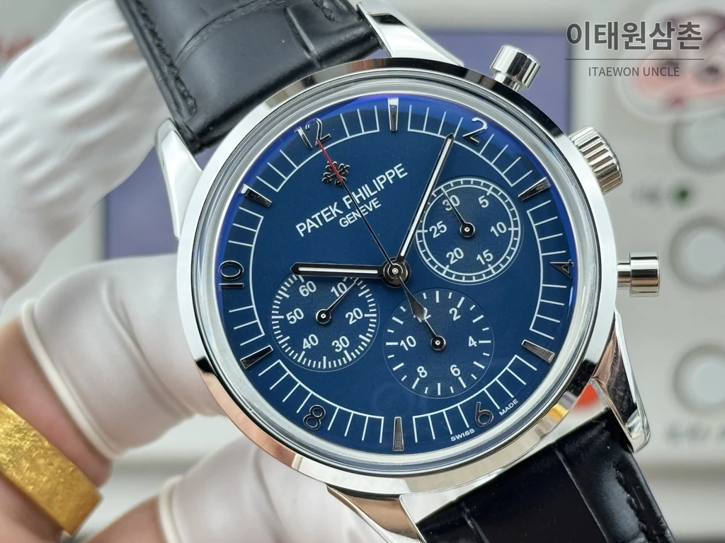 파텍필립 컴플리케이션 316L 스틸 블루다이얼 크로노그래프 오토매틱 41mm