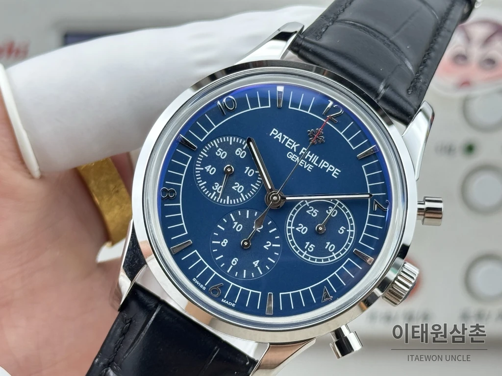 파텍필립 컴플리케이션 316L 스틸 블루다이얼 크로노그래프 오토매틱 41mm