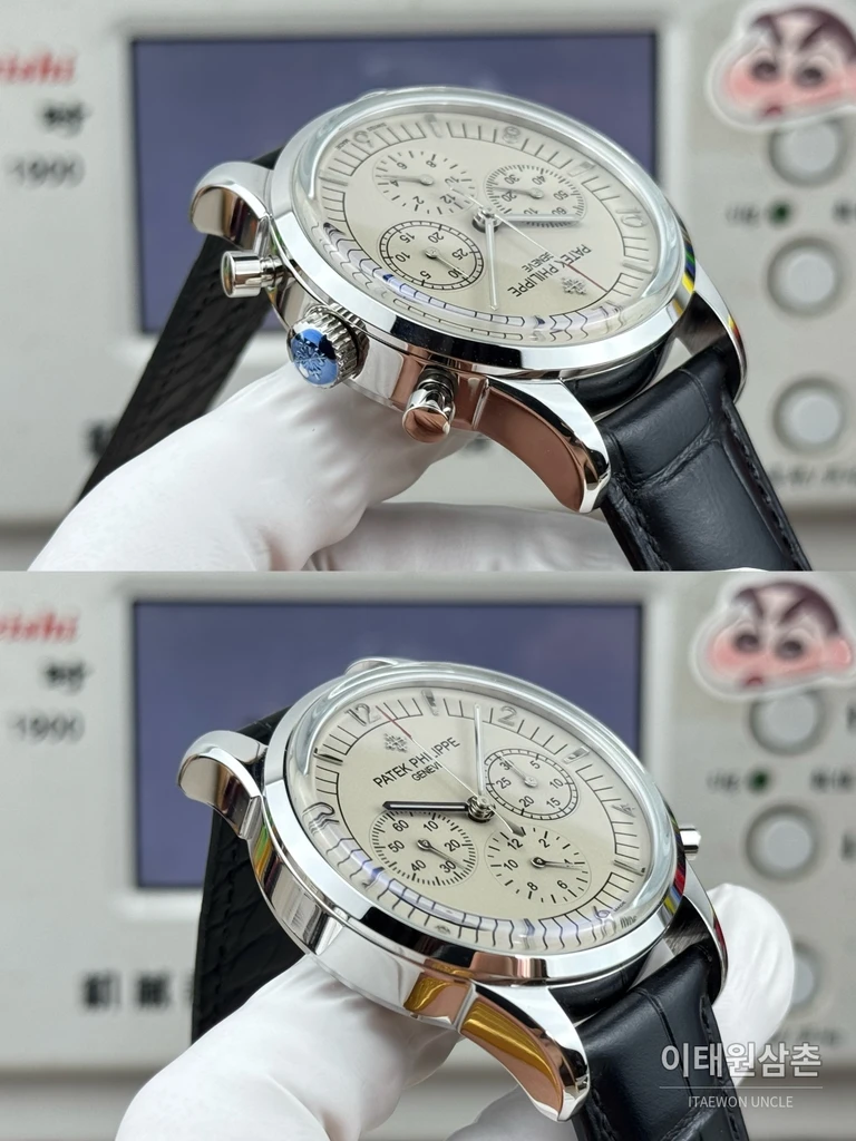 파텍필립 컴플리케이션 316L 스틸 블루다이얼 크로노그래프 오토매틱 41mm