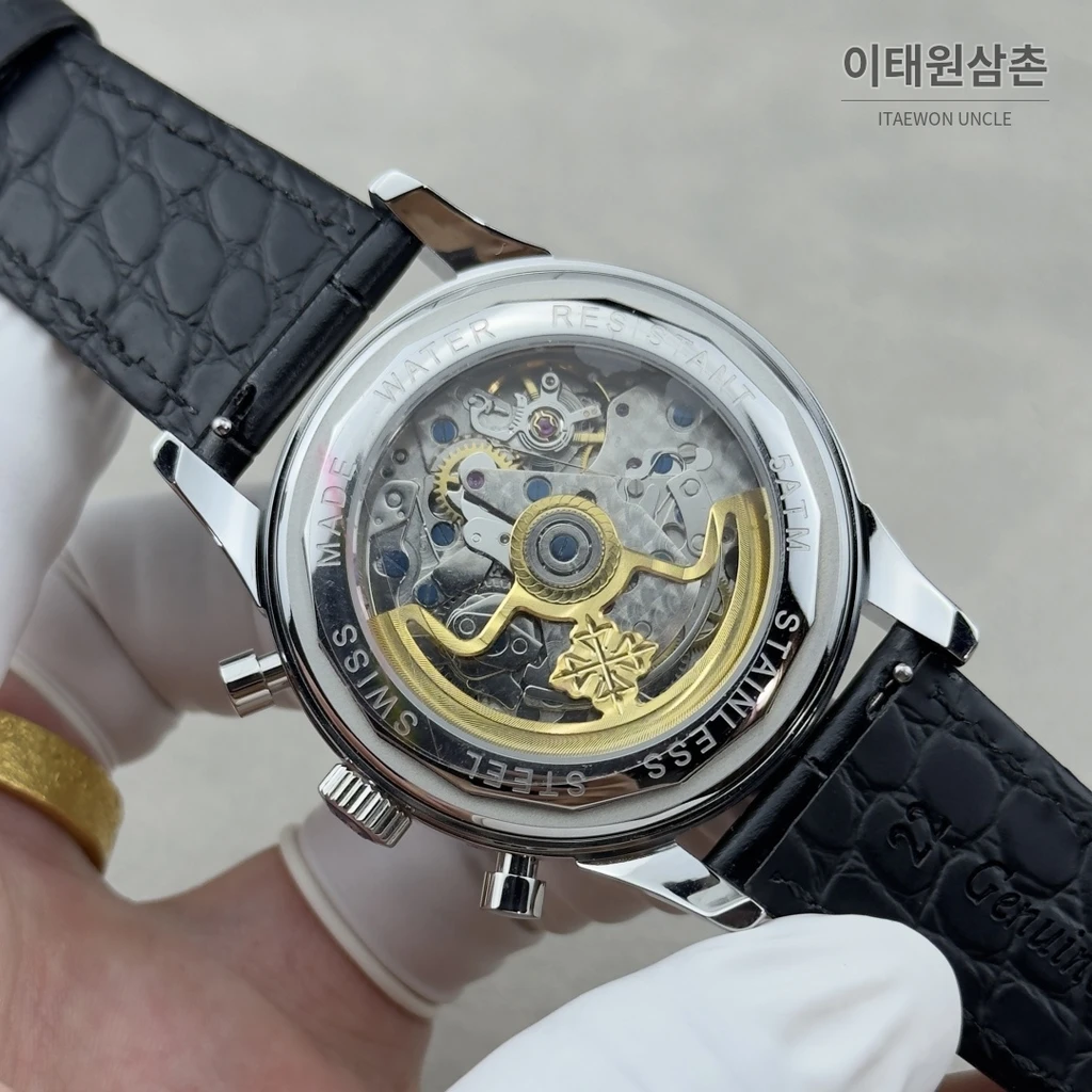파텍필립 컴플리케이션 316L 스틸 블루다이얼 크로노그래프 오토매틱 41mm
