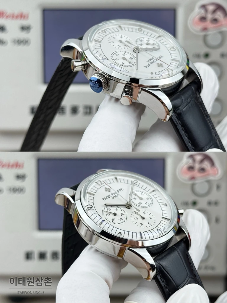 파텍필립 컴플리케이션 316L 스틸 아이보리다이얼 크로노그래프 오토매틱 41mm