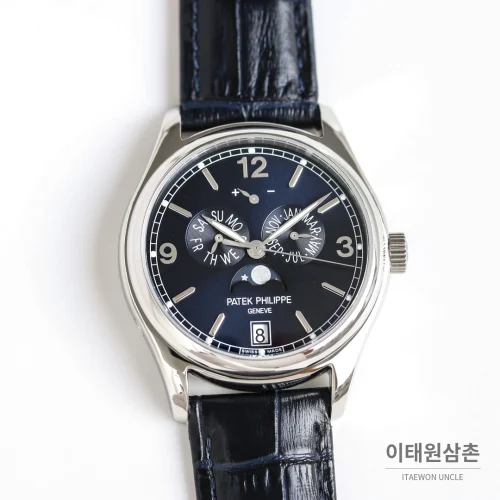 파텍필립 컴플리케이션 애뉴얼 캘린더 문페이즈 오토매틱 39mm 5146/5147 네이비 다이얼 네이비 가죽 스트랩 파텍필립 컴플리케이션 애뉴얼 캘린더 문페이즈 오토매틱 39mm 5146/5147 네이비 다이얼 네이비 가죽 스트랩