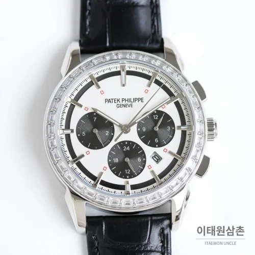 파텍필립 복잡기능 시계 오토매틱 42mm 화이트 다이얼 블랙 가죽 스트랩 파텍필립 복잡기능 시계 오토매틱 42mm 화이트 다이얼 블랙 가죽 스트랩