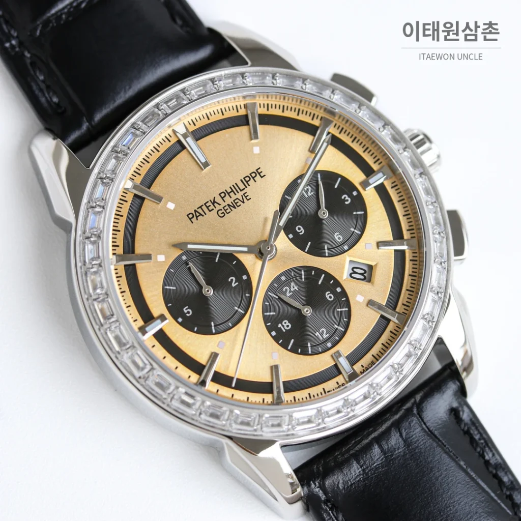 파텍필립 복잡기능 시계 오토매틱 42mm 샴페인 다이얼 블랙 가죽 스트랩
