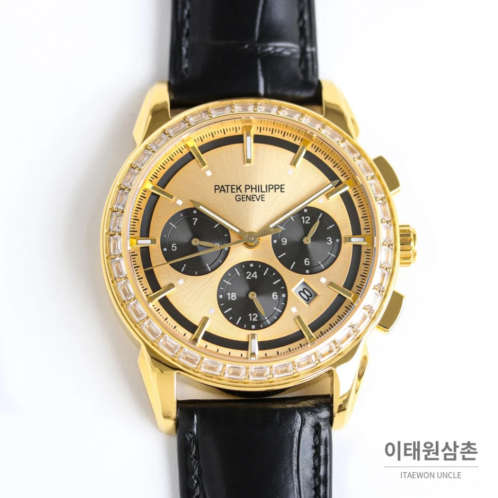 파텍필립 복잡기능 시계 오토매틱 42mm 화이트 다이얼 브라운 가죽 스트랩