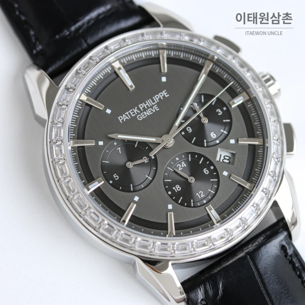 파텍필립 복잡기능 시계 오토매틱 42mm 화이트 다이얼 블랙 가죽 스트랩