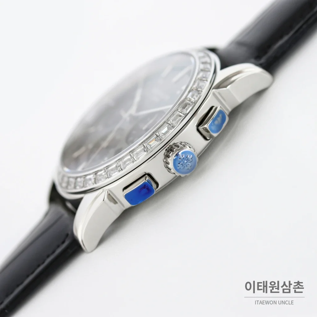 파텍필립 복잡기능 시계 오토매틱 42mm 화이트 다이얼 블랙 가죽 스트랩