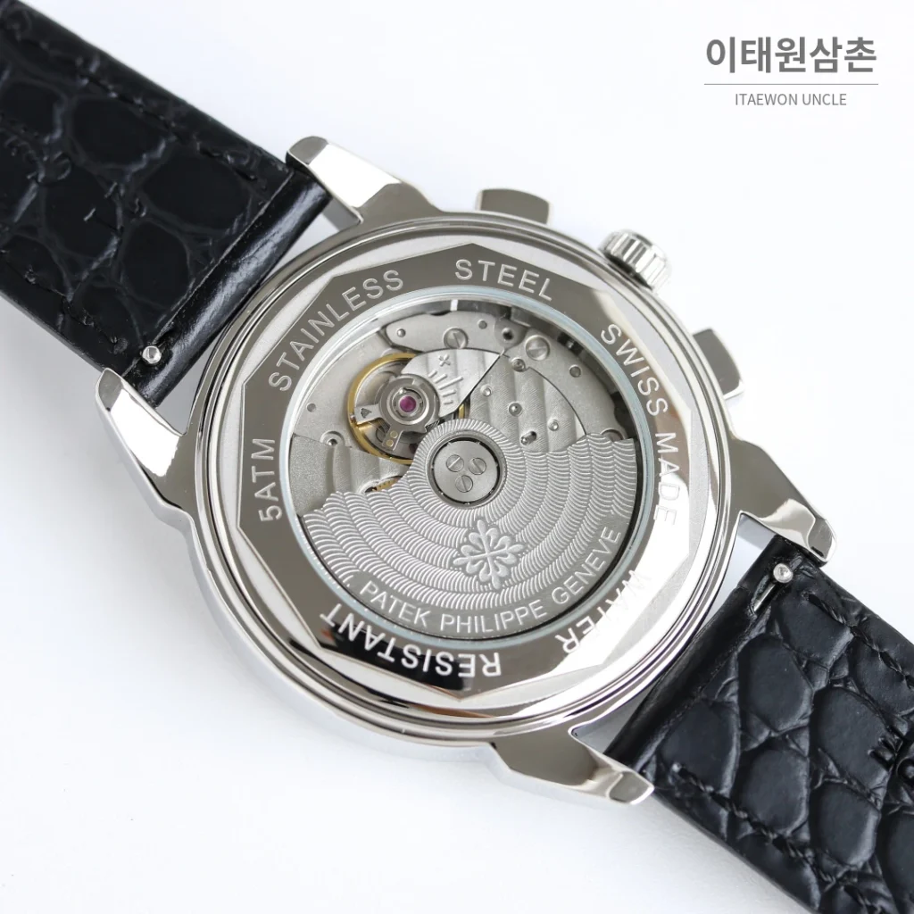 파텍필립 복잡기능 시계 오토매틱 42mm 샴페인 다이얼 블랙 가죽 스트랩
