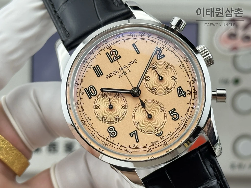 파텍필립 컴플리케이션 살몬다이얼 트리플 카운터 크로노그래프 오토매틱 42mm