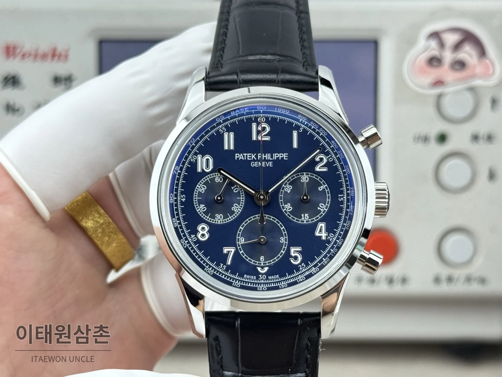 파텍필립 컴플리케이션 살몬다이얼 트리플 카운터 크로노그래프 오토매틱 42mm
