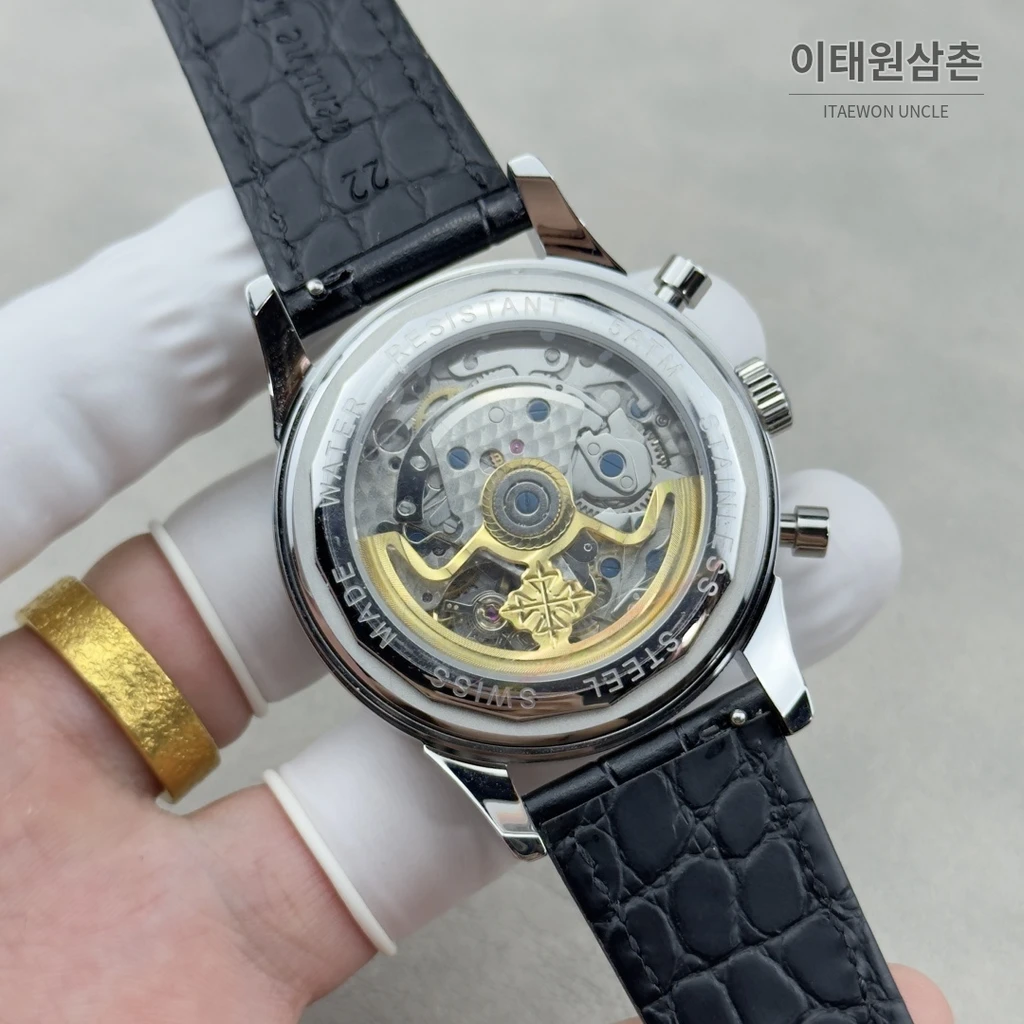 파텍필립 컴플리케이션 살몬다이얼 트리플 카운터 크로노그래프 오토매틱 42mm
