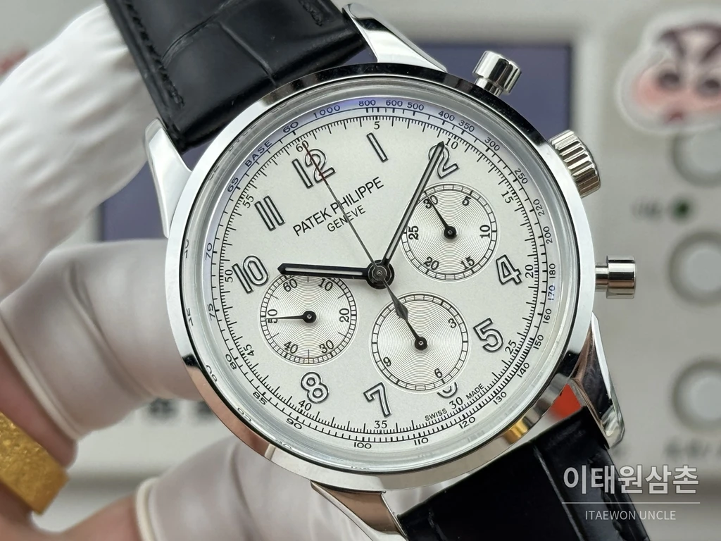 파텍필립 컴플리케이션 실버다이얼 트리플 카운터 크로노그래프 오토매틱 42mm