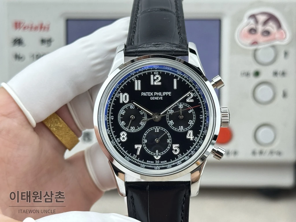 파텍필립 컴플리케이션 실버다이얼 트리플 카운터 크로노그래프 오토매틱 42mm