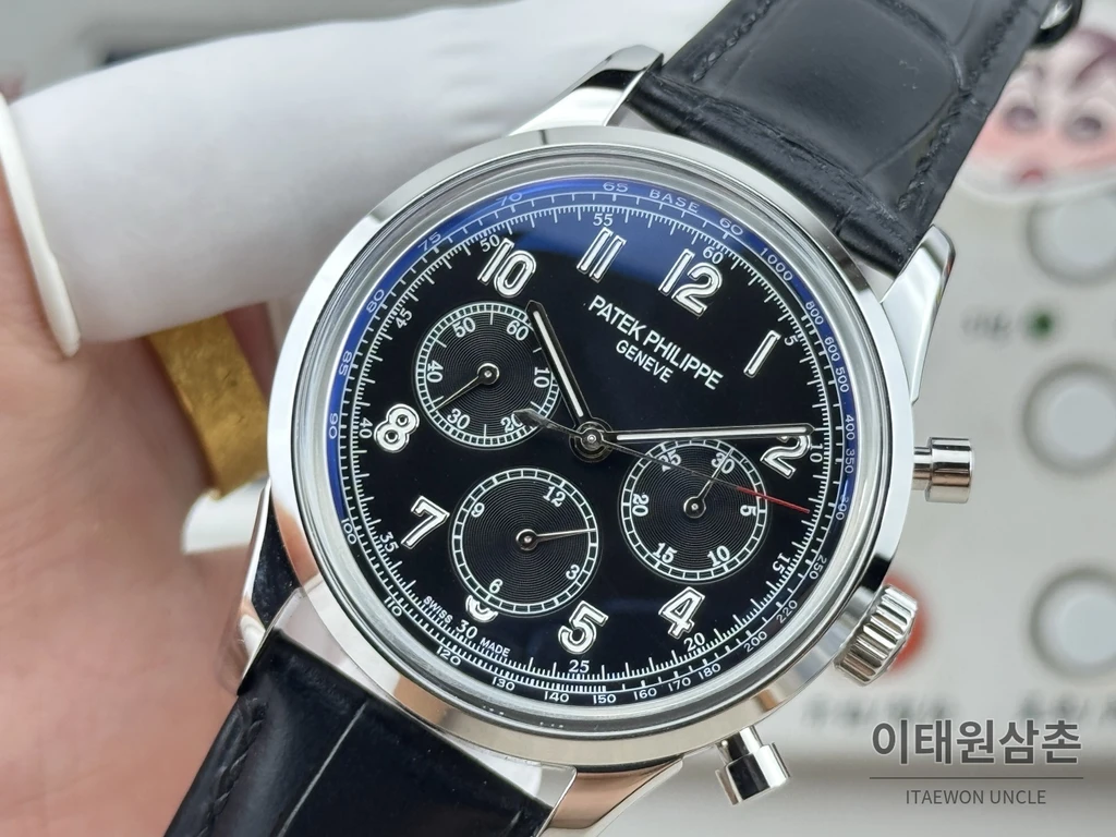 파텍필립 컴플리케이션 실버다이얼 트리플 카운터 크로노그래프 오토매틱 42mm