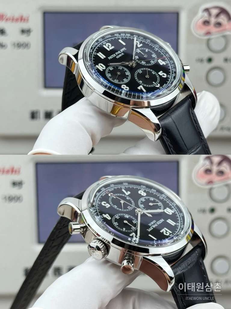 파텍필립 컴플리케이션 실버다이얼 트리플 카운터 크로노그래프 오토매틱 42mm