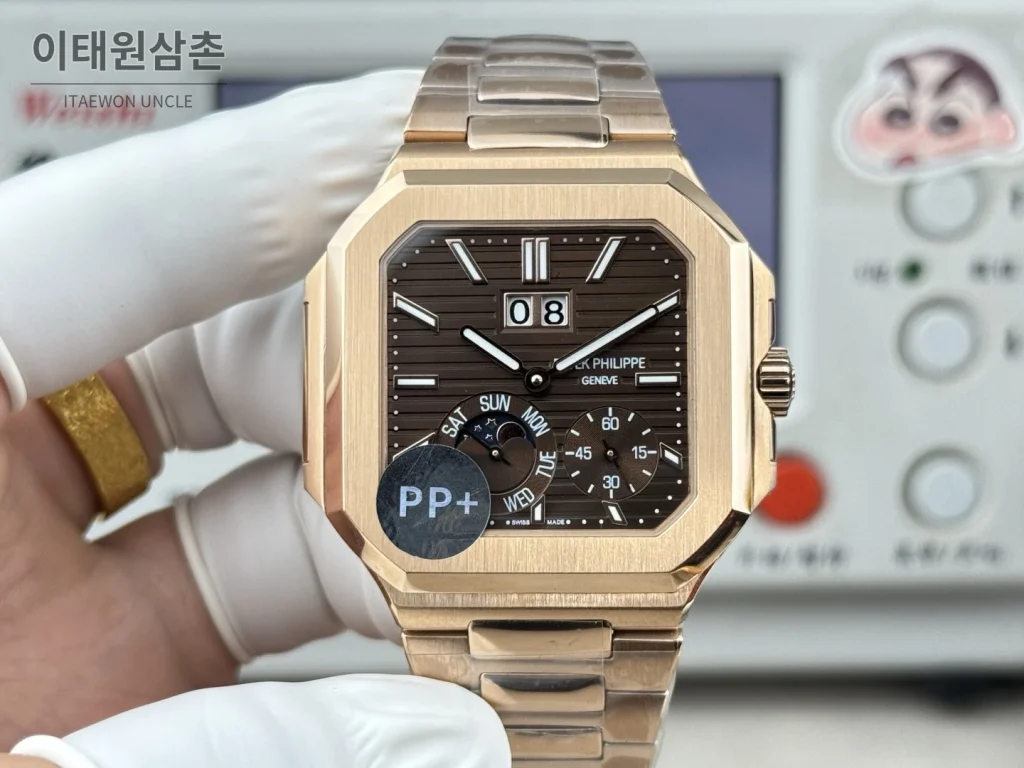 파텍필립 큐비터스 플래티넘 컴플리케이션 오토매틱 45mm 블루 로즈골드 브레이슬릿 로즈골드 케이스 (2)