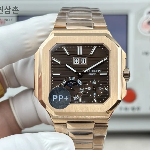 파텍필립 큐비터스 플래티넘 컴플리케이션 오토매틱 45mm 블루 로즈골드 브레이슬릿 로즈골드 케이스 (2)