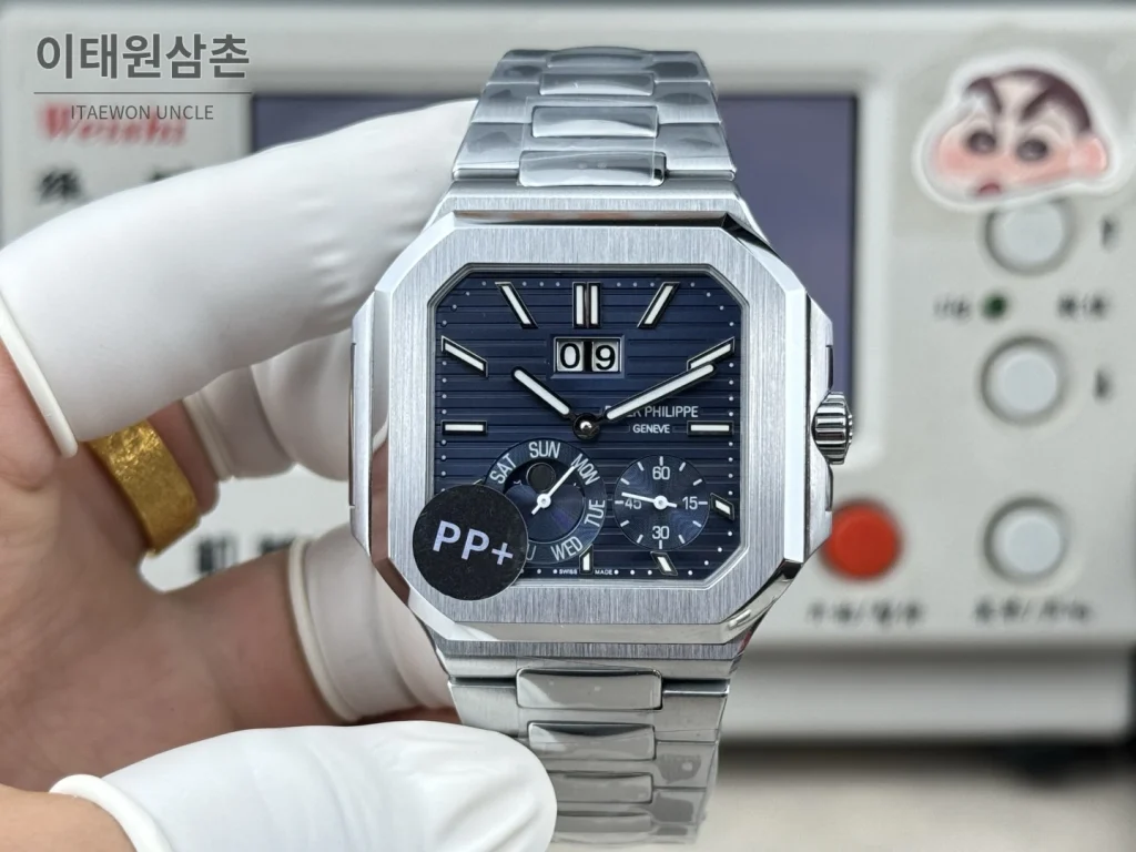 파텍필립 큐비터스 플래티넘 컴플리케이션 오토매틱 45mm 블루 스틸 브레이슬릿 (2)