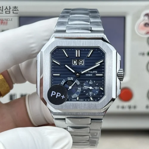 파텍필립 큐비터스 플래티넘 컴플리케이션 오토매틱 45mm 블루 스틸 브레이슬릿 (2)