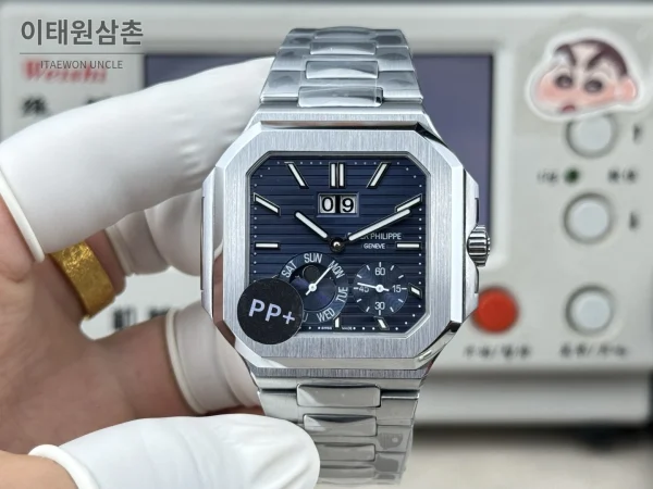 파텍필립 큐비터스 플래티넘 컴플리케이션 오토매틱 45mm 블루 스틸 브레이슬릿 (2)