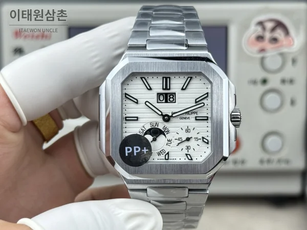 파텍필립 큐비터스 플래티넘 컴플리케이션 오토매틱 45mm 블루 스틸 브레이슬릿 (3)