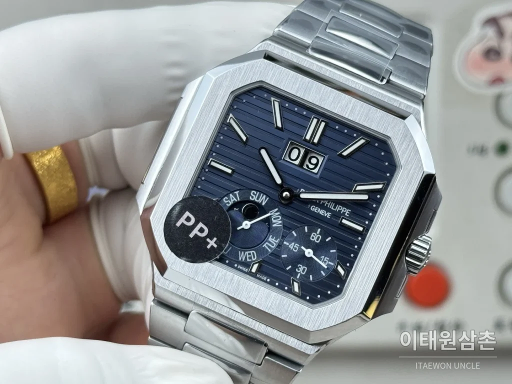 파텍필립 큐비터스 플래티넘 컴플리케이션 오토매틱 45mm 블루 스틸 브레이슬릿 (2)