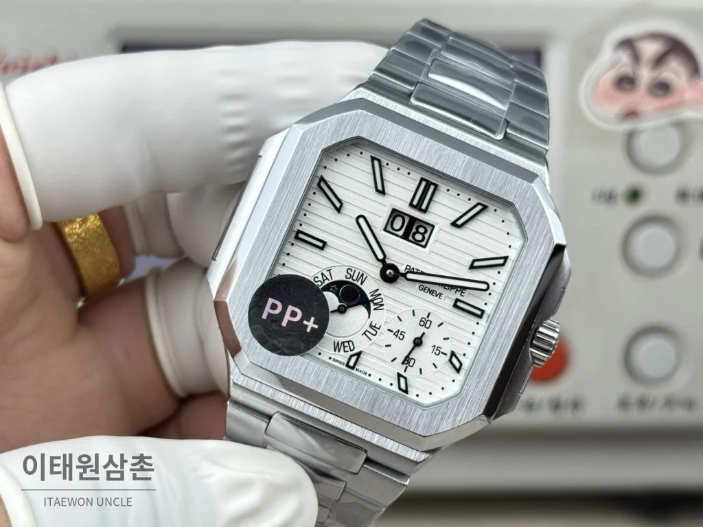 파텍필립 큐비터스 플래티넘 컴플리케이션 오토매틱 45mm 블루 스틸 브레이슬릿 (3)