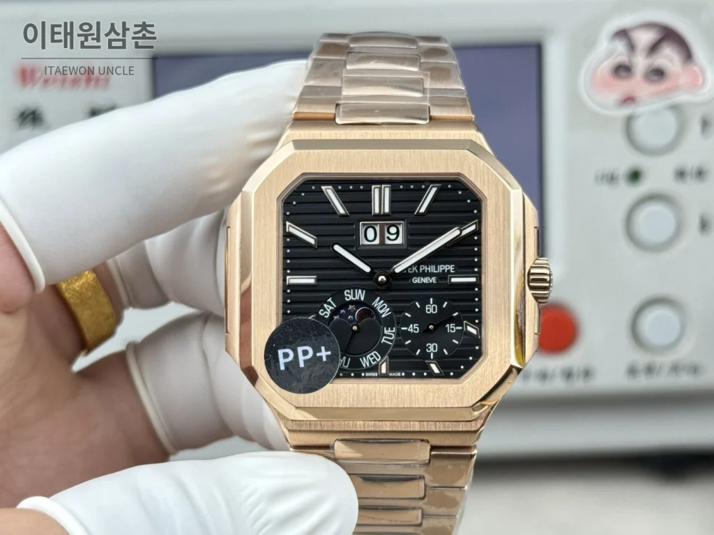 파텍필립 큐비터스 플래티넘 컴플리케이션 오토매틱 45mm 블루 로즈골드 브레이슬릿 로즈골드 케이스