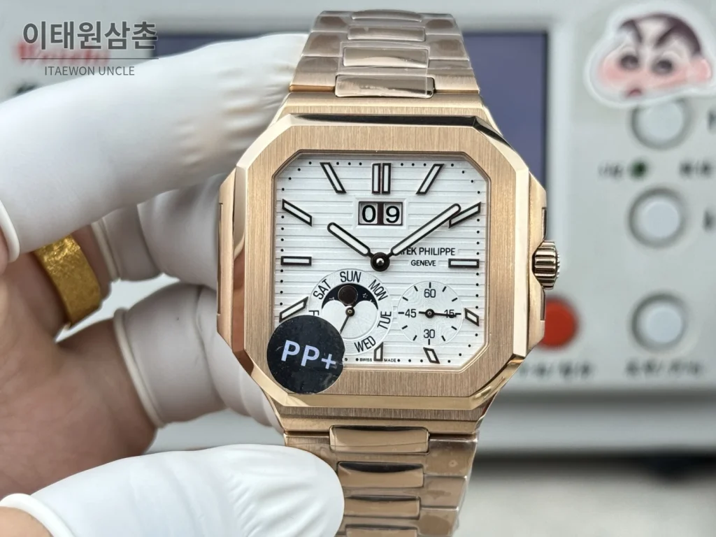 파텍필립 큐비터스 플래티넘 컴플리케이션 오토매틱 45mm 블루 로즈골드 브레이슬릿 로즈골드 케이스 (2)