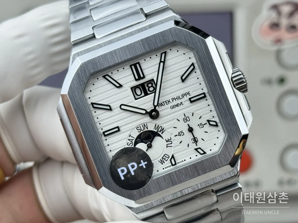 파텍필립 큐비터스 플래티넘 컴플리케이션 오토매틱 45mm 블루 스틸 브레이슬릿 (3)