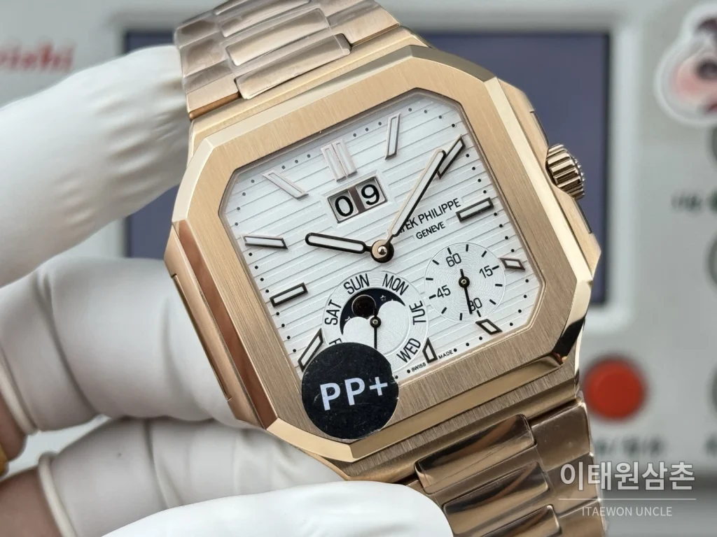 파텍필립 큐비터스 플래티넘 컴플리케이션 오토매틱 45mm 블루 로즈골드 브레이슬릿 로즈골드 케이스 (2)