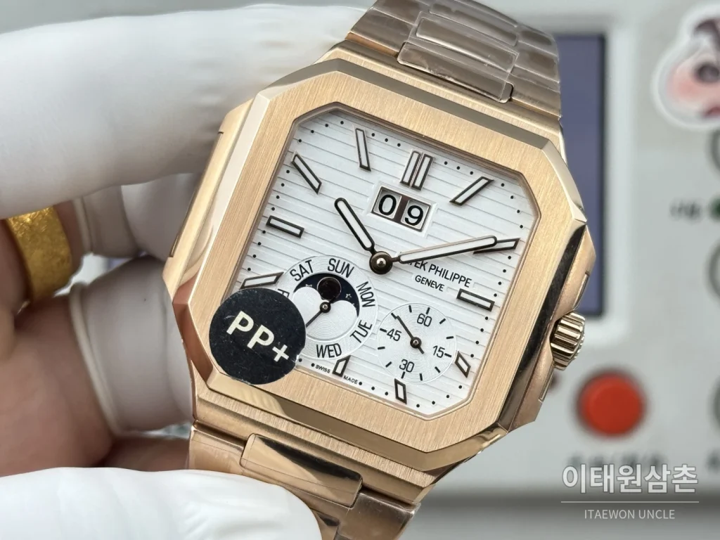 파텍필립 큐비터스 플래티넘 컴플리케이션 오토매틱 45mm 블루 로즈골드 브레이슬릿 로즈골드 케이스 (2)