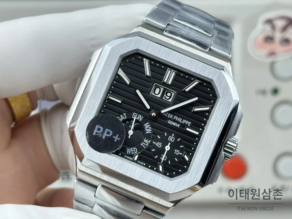 파텍필립 큐비터스 플래티넘 컴플리케이션 오토매틱 45mm 블루 스틸 브레이슬릿 (2)