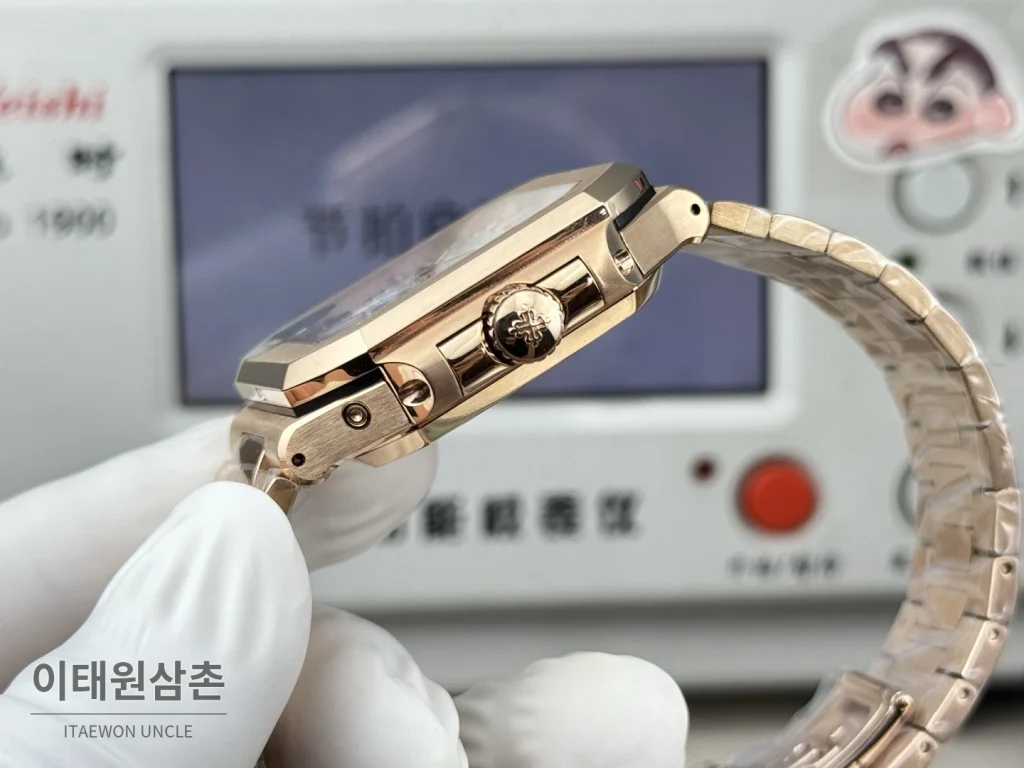 파텍필립 큐비터스 플래티넘 컴플리케이션 오토매틱 45mm 블루 로즈골드 브레이슬릿 로즈골드 케이스 (2)