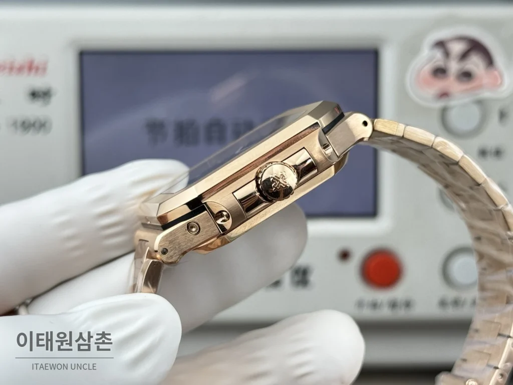 파텍필립 큐비터스 플래티넘 컴플리케이션 오토매틱 45mm 블루 로즈골드 브레이슬릿 로즈골드 베젤