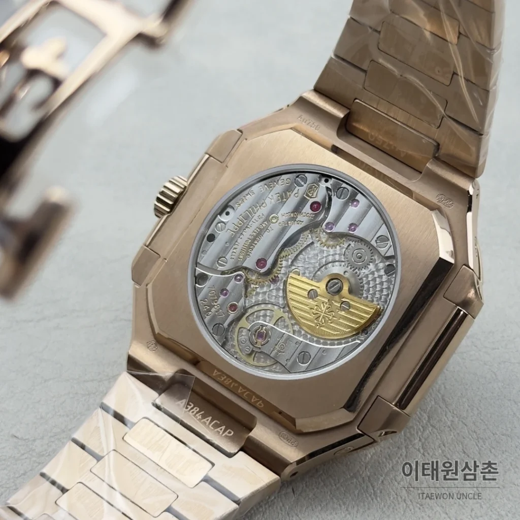 파텍필립 큐비터스 플래티넘 컴플리케이션 오토매틱 45mm 블루 로즈골드 브레이슬릿 로즈골드 케이스 (2)