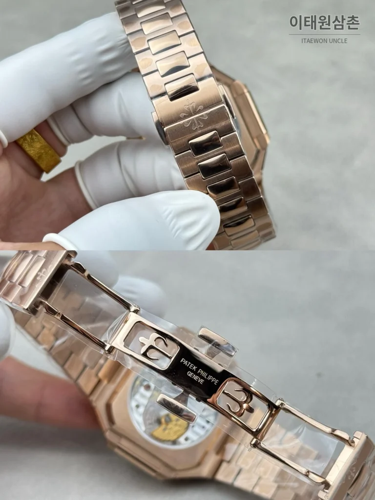 파텍필립 큐비터스 플래티넘 컴플리케이션 오토매틱 45mm 블루 로즈골드 브레이슬릿 로즈골드 케이스 (2)