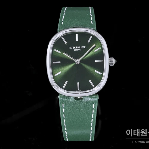 파텍필립 골든 엘립스 카프스킨 밴드 그린다이얼 오토매틱 39.5mm 파텍필립 골든 엘립스 카프스킨 밴드 그린다이얼 오토매틱 39.5mm