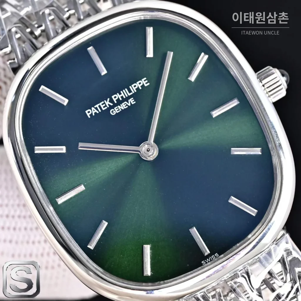 파텍필립 골든 엘립스 로즈골드 그린다이얼 오토매틱 39.5mm 5738/1R-001 스틸 브레이슬릿