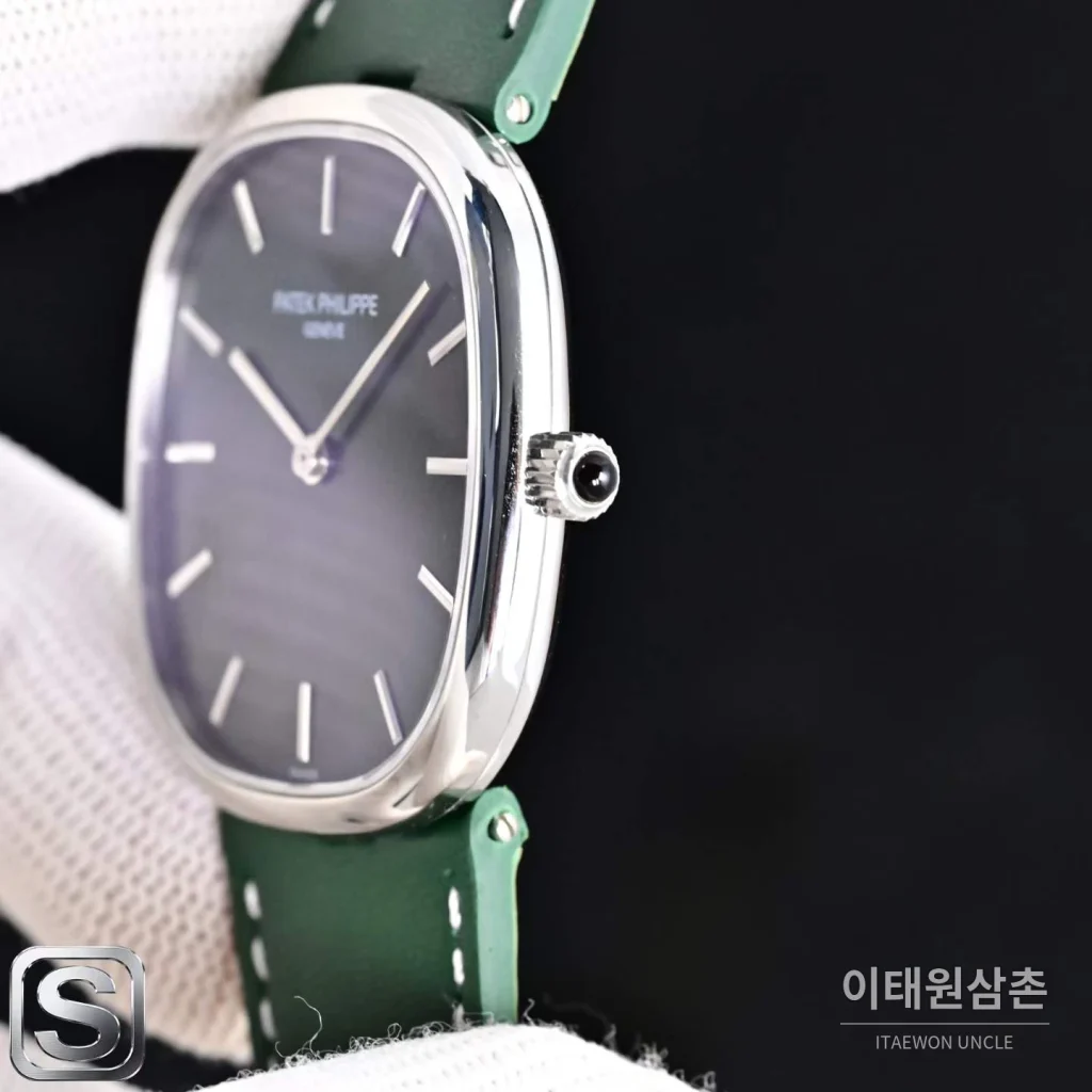 파텍필립 골든 엘립스 로즈골드 그린다이얼 오토매틱 39.5mm 5738/1R-001 그린 가죽 스트랩